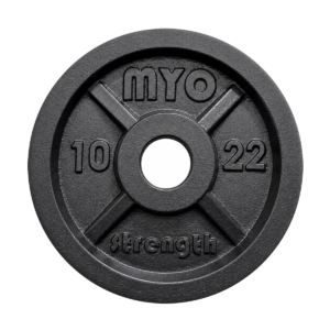 MYO Strength 10kg Olympic cast iron plate front view