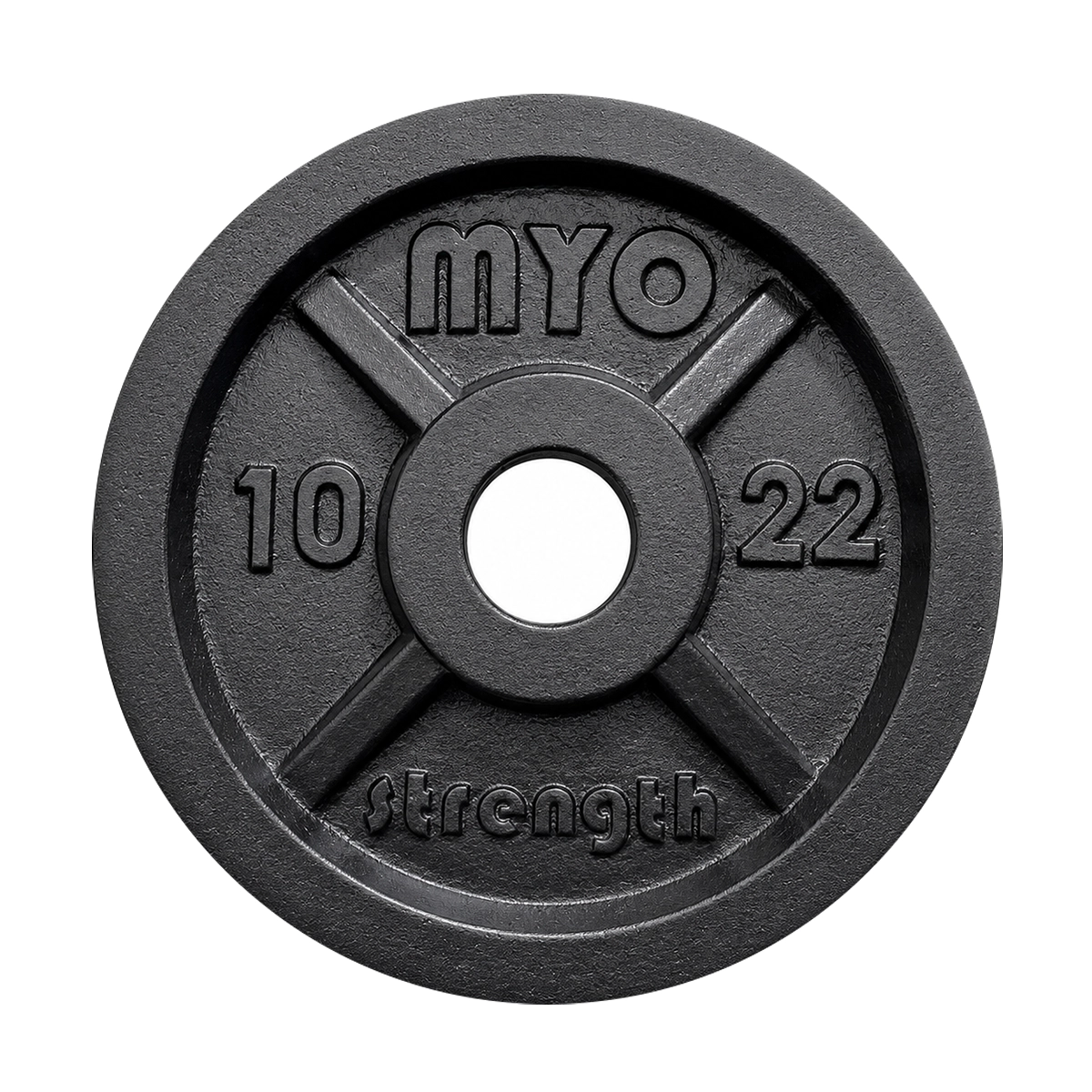 MYO Strength 10kg Olympic cast iron plate front view