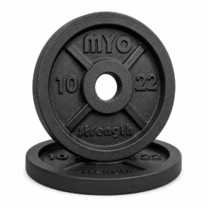 MYO Strength 10kg Olympic cast iron plate angled product image