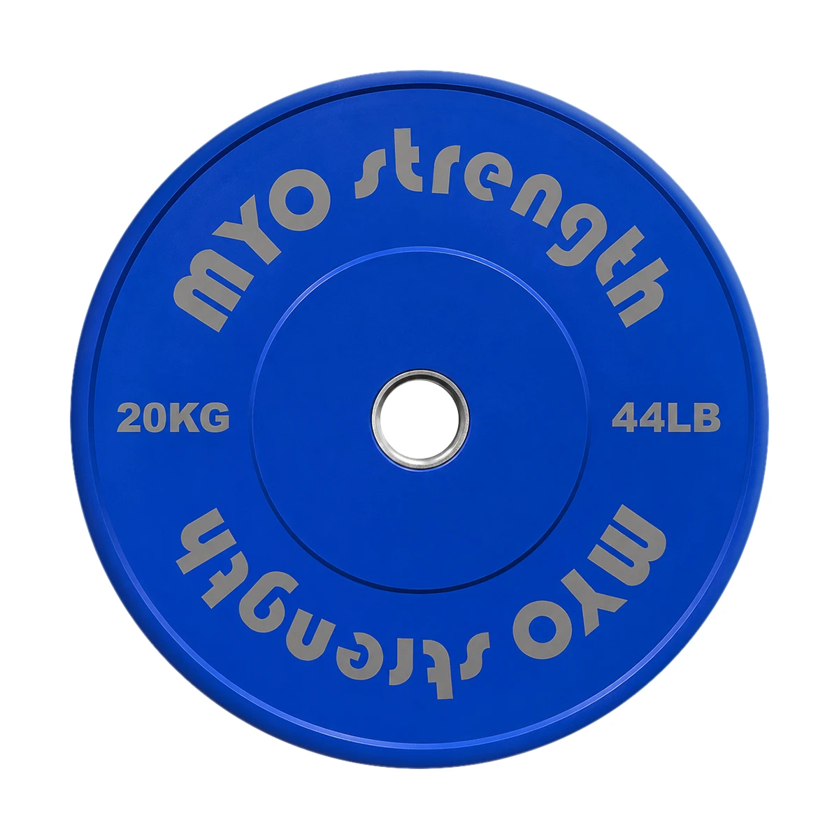 MYO Strength 20kg blue Olympic bumper plate front view