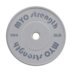 MYO Strength 5kg grey Olympic bumper plate front view