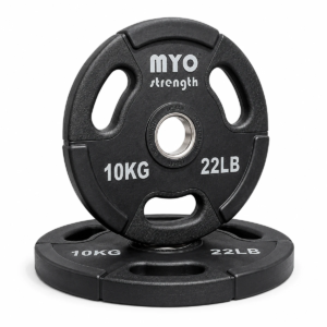 MYO Strength 10kg Olympic urethane plate angled product image