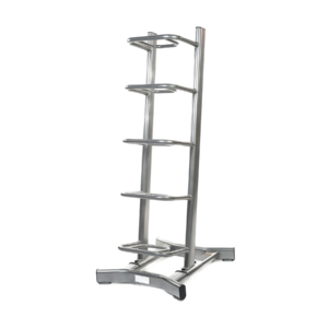 MYO Strength sandbag rack in silver with five storage levels