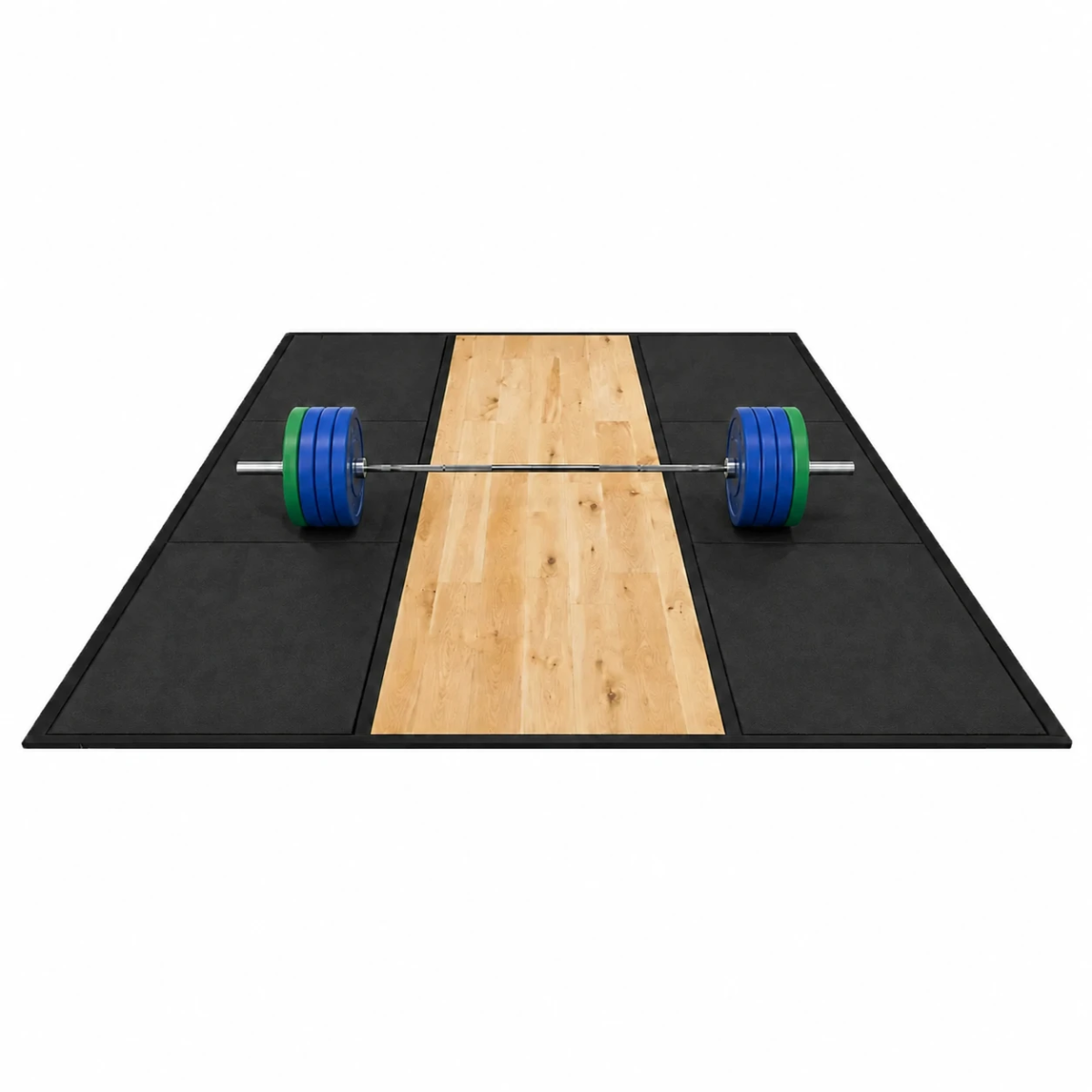 MYO Strength 3m x 3m Olympic lifting platform angled view