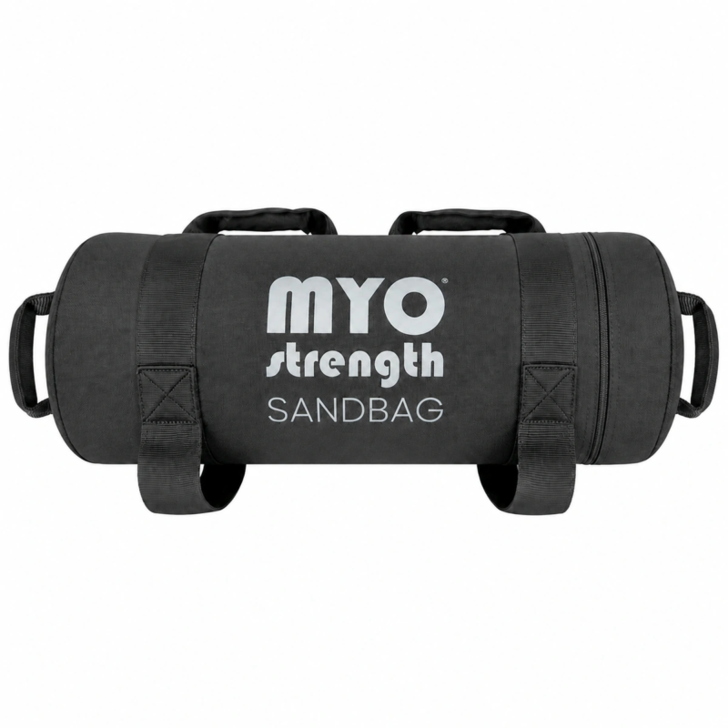 MYO Strength sandbag front view with reinforced top and side carry handles 2