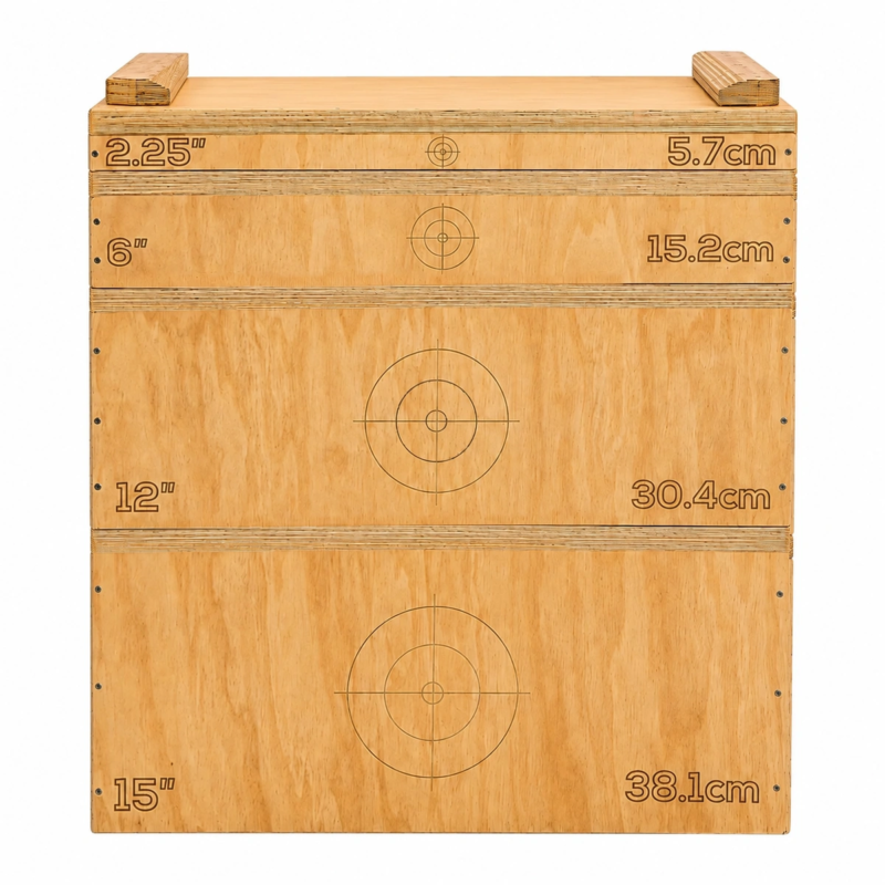 MYO Strength Technique Box Set front view with four stackable wooden lifting blocks