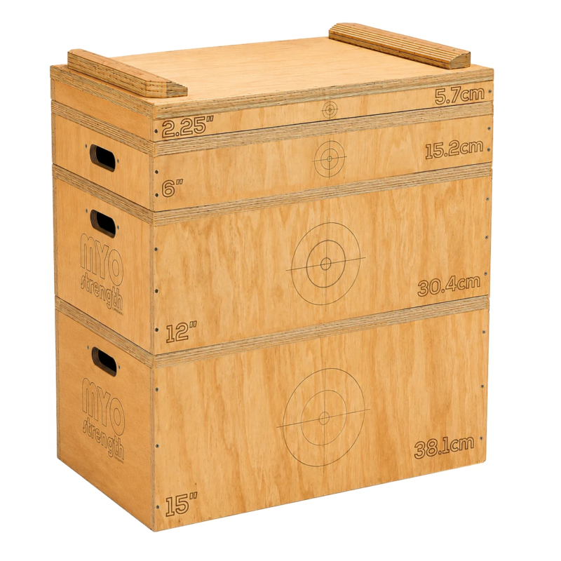 MYO Strength Technique Box Set pair with four stackable wooden lifting blocks