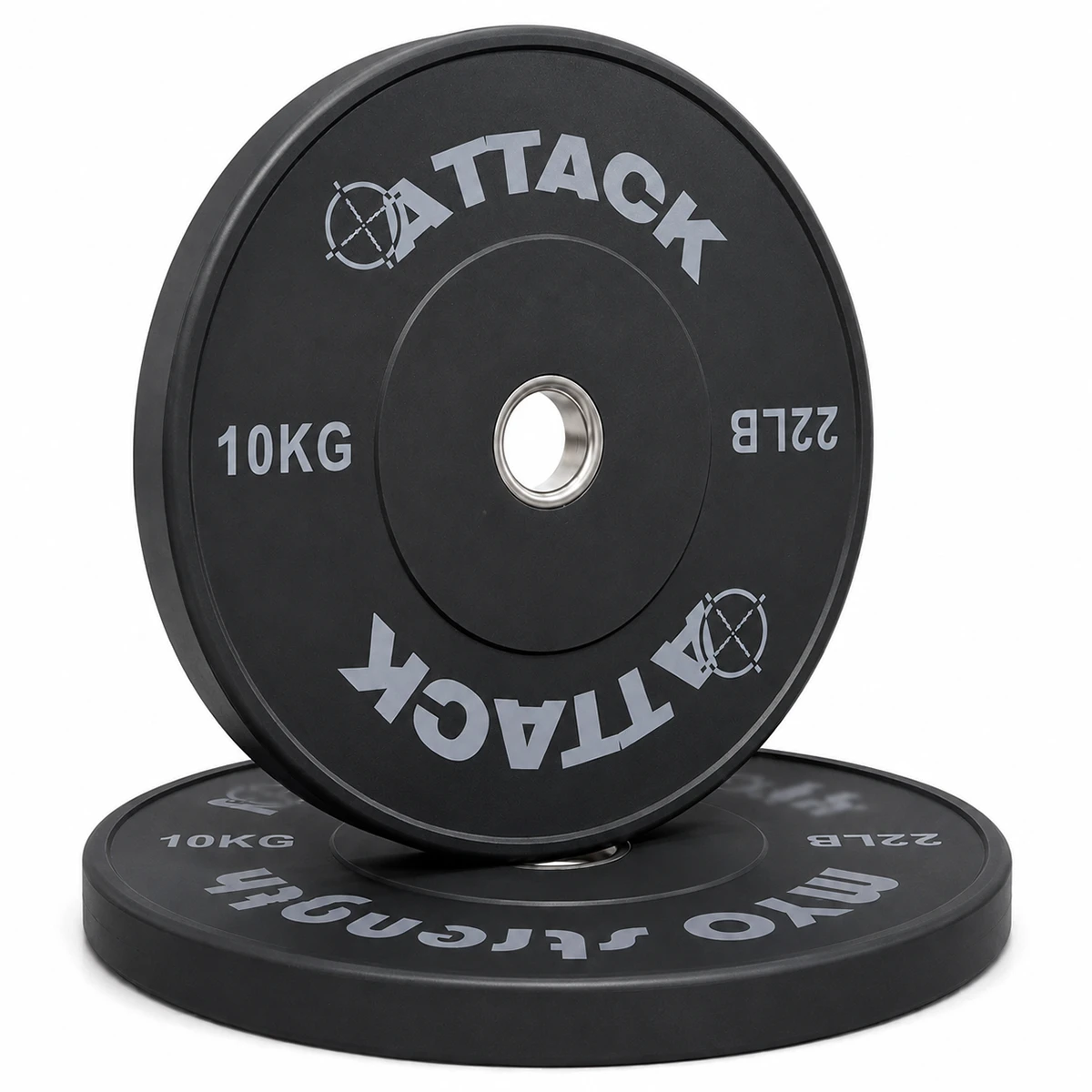 Attack Fitness 10kg Olympic solid rubber bumper plate angled product image