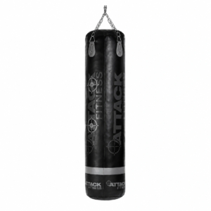 Attack Fitness Straight 5ft Leather Punch Bag in black and graphite grey