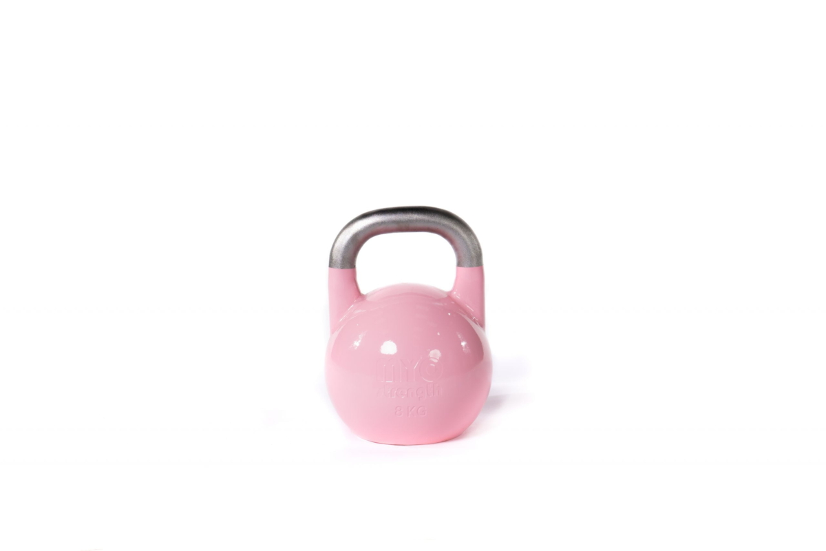 MYO Strength 8kg Competition Kettlebell with colour coded weights for easy identification, the MYO Strength Competition Kettlebells are perfect to fit in any commercial or home environment.