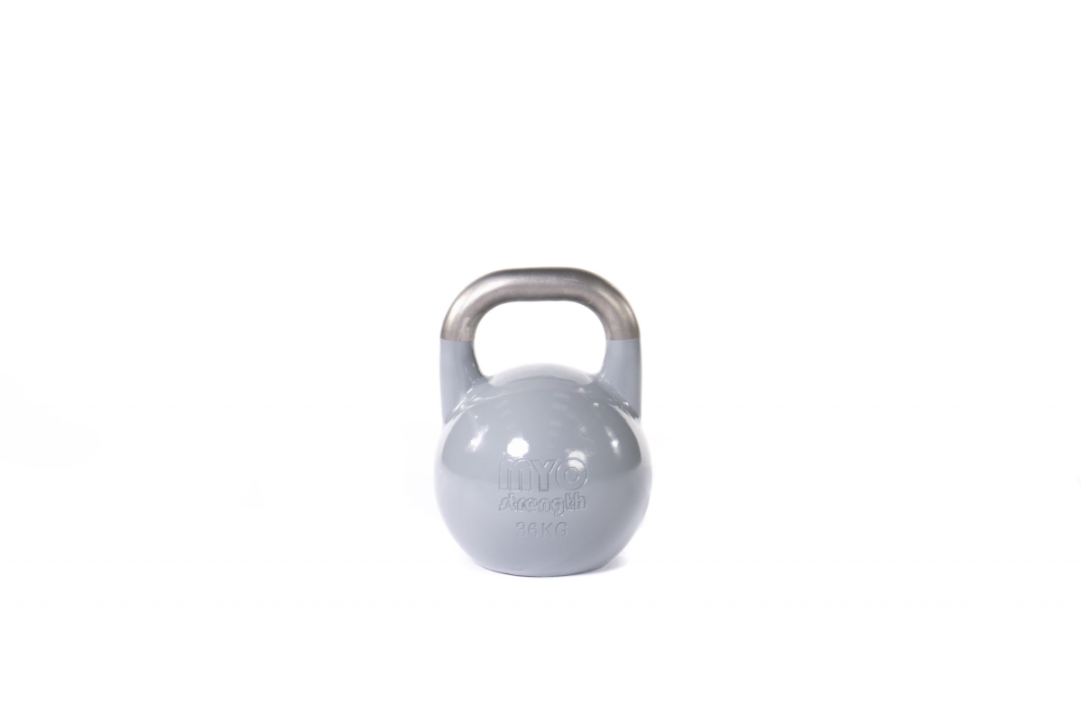 MYO Strength 36kg Competition Kettlebell with colour coded weights for easy identification, the MYO Strength Competition Kettlebells are perfect to fit in any commercial or home environment.