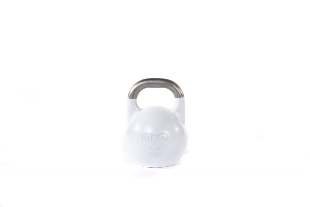 MYO Strength 40kg Competition Kettlebell with colour coded weights for easy identification, the MYO Strength Competition Kettlebells are perfect to fit in any commercial or home environment.