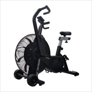 Air Attack Pro V AirBike commercial fan bike left three-quarter view for HIIT cardio conditioning