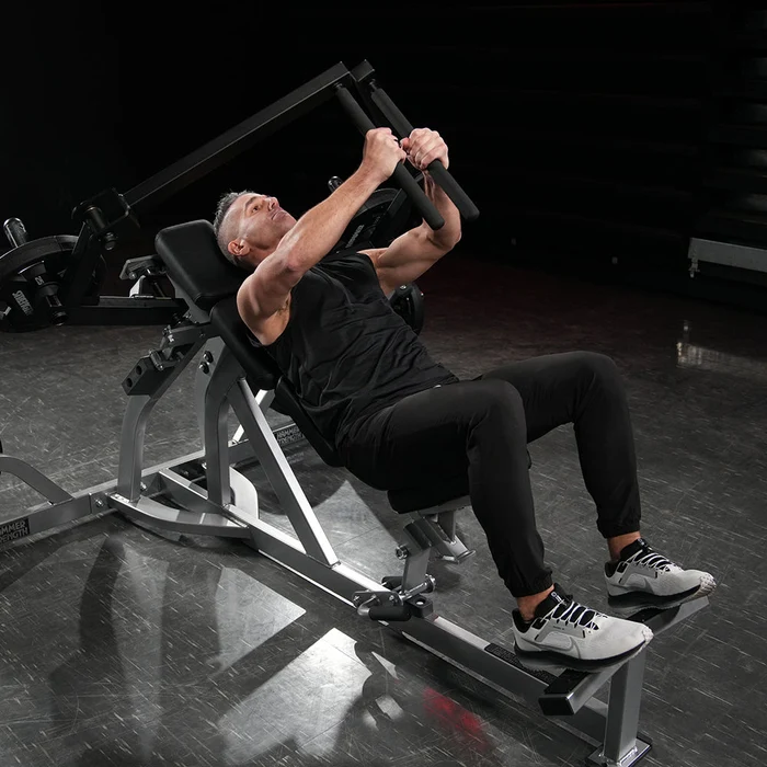 Hammer Strength Plate Loaded Super Fly chest fly machine in charcoal frame and black upholstery Lifestyle