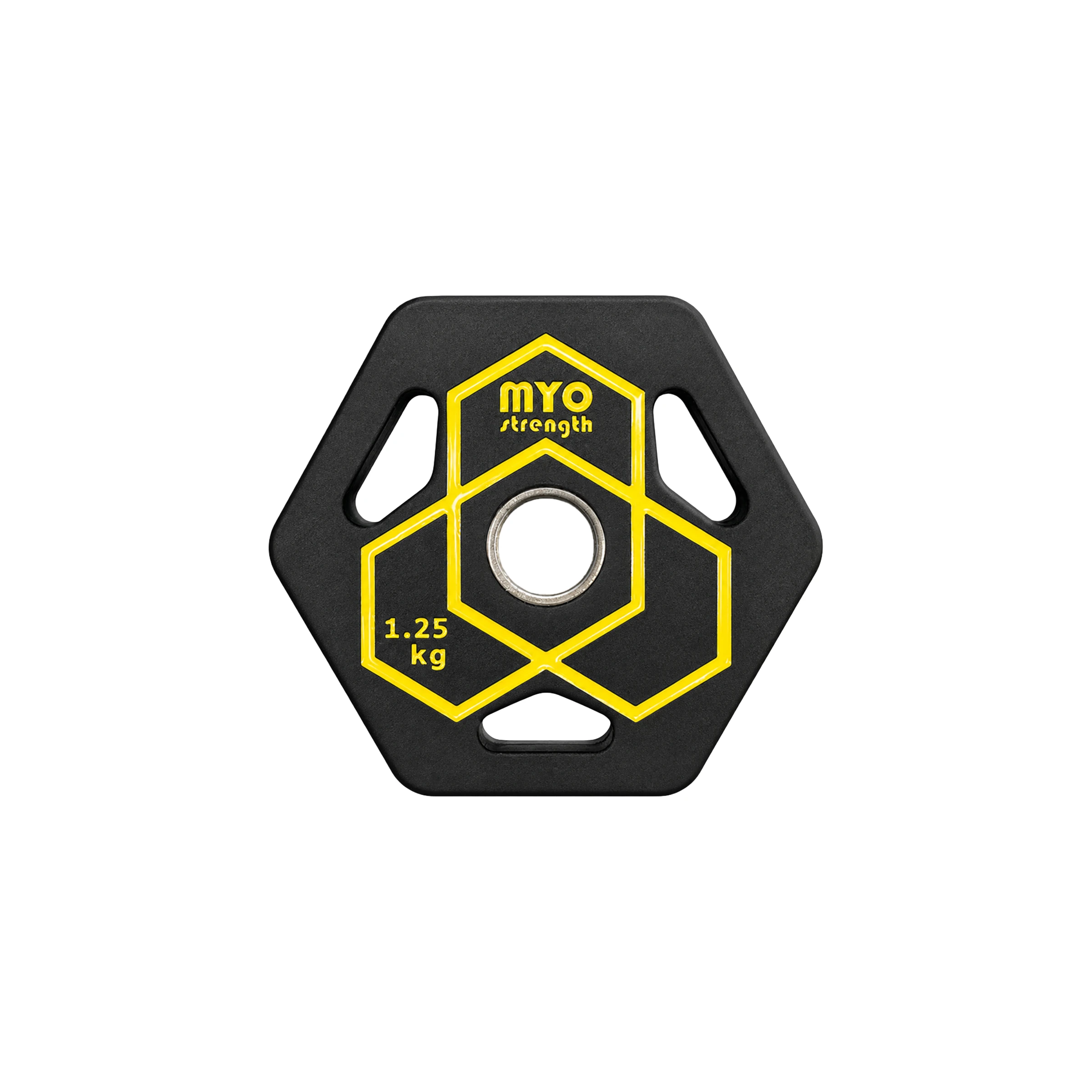 MYO Strength Studio Disc 1.25kg black and yellow hero front